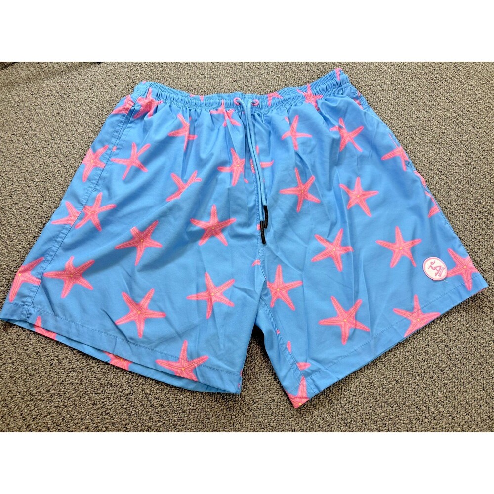 NWOT Uzzi Mens SZ XXLarge Blue with Starfish Stretch Above Knee